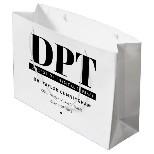 Personalisierter moderner DPT Arzt für Physikalisc Große Geschenktüte (Rückseite Schrägansicht)