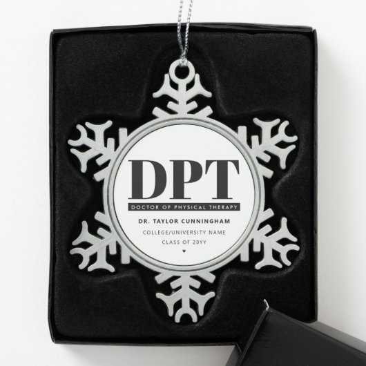 Personalisierter moderner DPT Arzt für Physikalisc Schneeflocken Zinn-Ornament (Box)