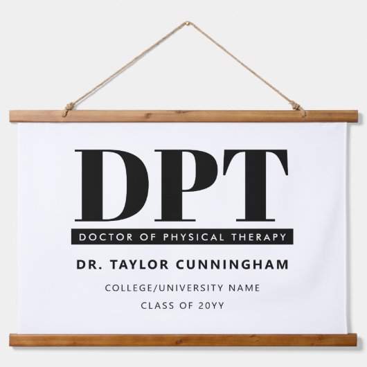 Personalisierter moderner DPT Arzt für Physikalisc Wandteppich Mit Holzrahmen (Vorne)