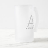 Personalisierter, moderner einfacher Monogrammname Mattglas Bierglas (VorderseiteRechts)