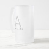 Personalisierter, moderner einfacher Monogrammname Mattglas Bierglas (Vorderseite Links)