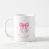 Personalisierter moderner eleganter rosa Schleifen Kaffeetasse (Links)