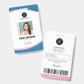 Personalisierter moderner Firmenmitarbeiter Blue P Ausweis (Vorder- & Rückseite)