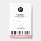 Personalisierter moderner Firmenmitarbeiter Blue P Ausweis (Rückseite)