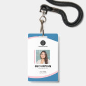 Personalisierter moderner Firmenmitarbeiter Blue P Ausweis (Vorderseite mit Lanyard)