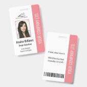 Personalisierter moderner Firmenmitarbeiter Pink I Ausweis (Vorder- & Rückseite)