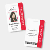 Personalisierter moderner Firmenmitarbeiter Red ID Ausweis (Vorder- & Rückseite)