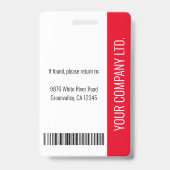 Personalisierter moderner Firmenmitarbeiter Red ID Ausweis (Rückseite)