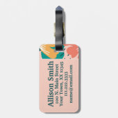 Personalisierter, moderner, floraler Akryllischer  Gepäckanhänger (Rückseite vertikal)