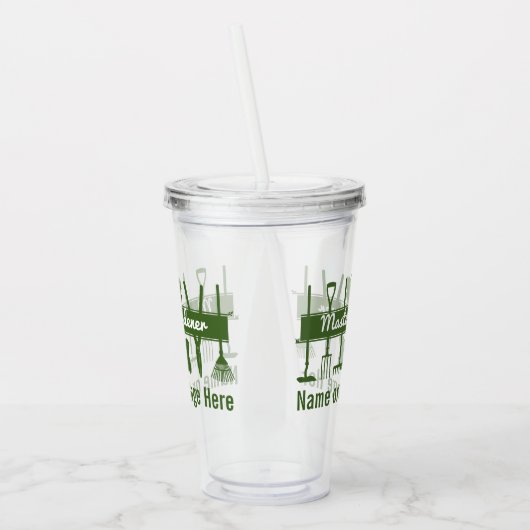 Personalisierter moderner Gärtner Acryltrinkbecher (Links)