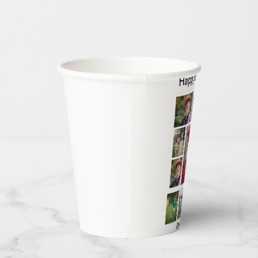 Personalisierter, moderner Geburtstag 11 FotoColla Pappbecher (Rechts)