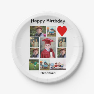 Personalisierter, moderner Geburtstag 11 FotoColla Pappteller