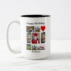 Personalisierter, moderner Geburtstag 11 FotoColla Zweifarbige Tasse