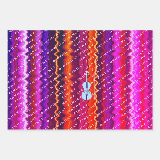 Personalisierter moderner Geigenname Violinist Geb Geschenkpapier Set (Vorderseite 3)