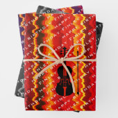 Personalisierter moderner Geigenname Violinist Geb Geschenkpapier Set (Beispiel)