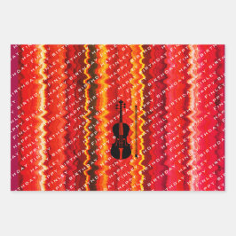 Personalisierter moderner Geigenname Violinist Geb Geschenkpapier Set