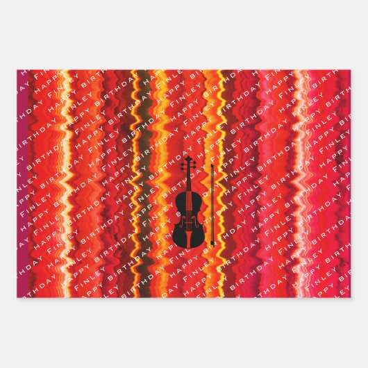Personalisierter moderner Geigenname Violinist Geb Geschenkpapier Set (Vorderseite)