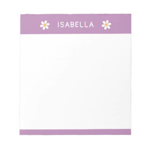 Personalisierter moderner girly Gänseblümchen-Name Notizblock