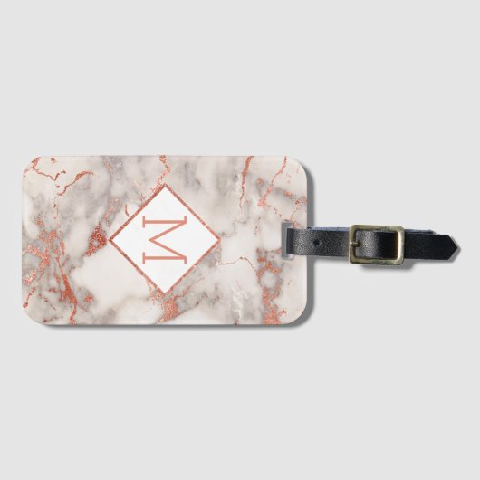 personalisierter, moderner Goldmarmor der Rose Gepäckanhänger (Vorderseite (Horizontal))