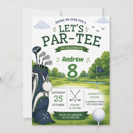 Personalisierter moderner Golf-Geburtstag Einladung (Vorderseite)