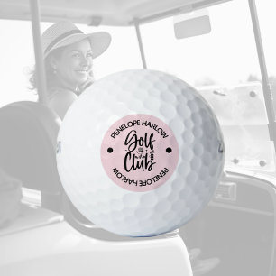 Personalisierter moderner Golfclub Name Blush Pink Golfball