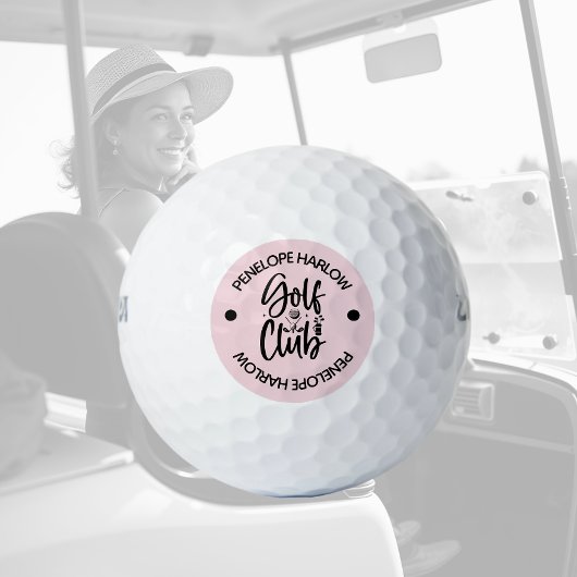 Personalisierter moderner Golfclub Name Blush Pink Golfball