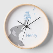 Personalisierter, moderner grauer Elefant, 10" Uhr (Vorderseite)