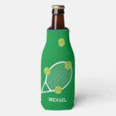 Personalisierter, moderner Green Tennis Racket Bal Flaschenkühler (Flaschenvorderseite)