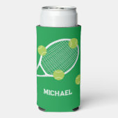 Personalisierter, moderner Green Tennis Racket Bal Selters Dosenkühler (Seltzer Rückseite)