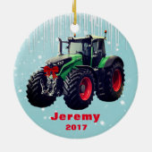Personalisierter moderner Green Traktor "Christmas Keramikornament (Hinten)
