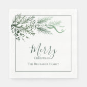 Personalisierter, moderner grüner Pine Einzigartig Serviette (Vorderseite)