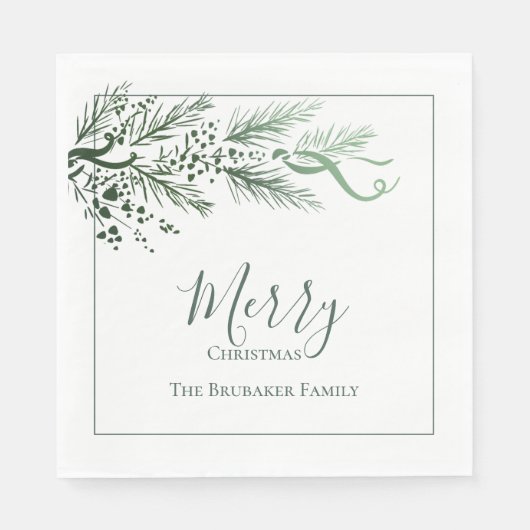Personalisierter, moderner grüner Pine Einzigartig Serviette (Vorderseite)