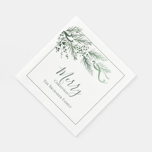 Personalisierter, moderner grüner Pine Einzigartig Serviette (Ecke)