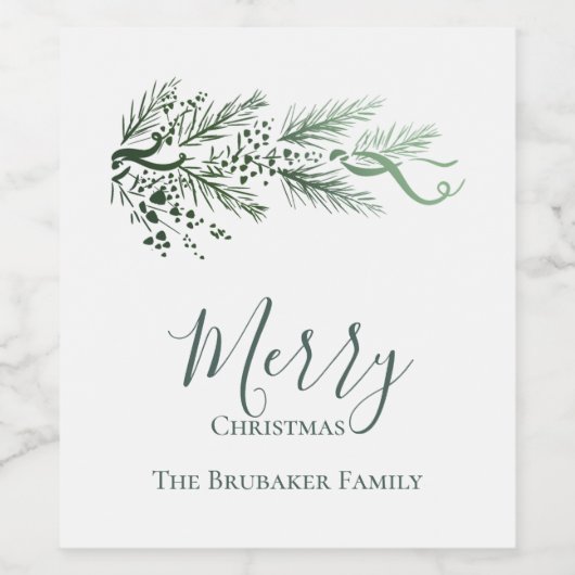 Personalisierter, moderner grüner Pine Einzigartig Weinetikett (Einzelnes Label)