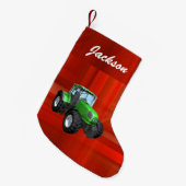 Personalisierter moderner Grüner Traktor für Rot Kleiner Weihnachtsstrumpf (Vorderansicht (hängend))
