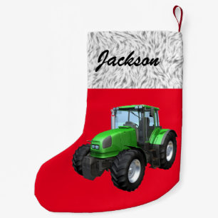 Personalisierter, moderner Grüner Traktor  Kleiner Weihnachtsstrumpf