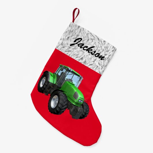 Personalisierter, moderner Grüner Traktor Kleiner Weihnachtsstrumpf (Vorderansicht (hängend))