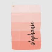 Personalisierter, moderner Korallenfarbblock Golfhandtuch (Vorderseite)