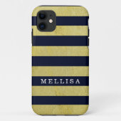 Personalisierter moderner Marinegoldstreifen Case-Mate iPhone Hülle (Rückseite)