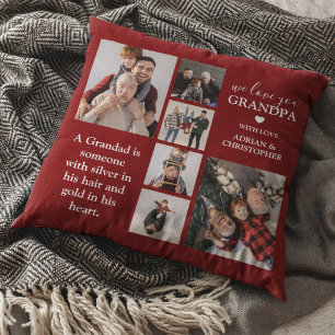 Personalisierter moderner Opa 6 Fotos Kissen