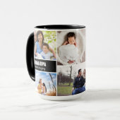 Personalisierter, moderner Opa-Fotocollage-Text Tasse (Vorderseite Links)