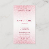 Personalisierter, moderner Rosa Rose Gold Glitzer Visitenkarte (Rückseite)