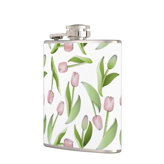 Personalisierter, moderner rosa Tulip Flachmann (Links)