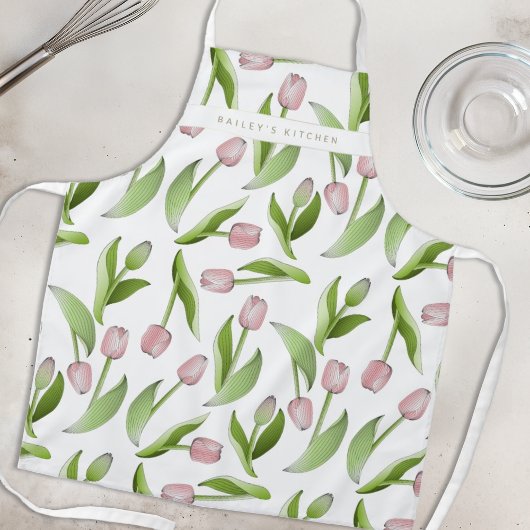Personalisierter, moderner rosa Tulip Schürze