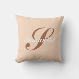 Personalisierter moderner rosa und brauner Monogra Kissen
