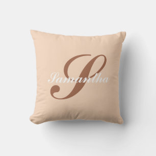 Personalisierter moderner rosa und brauner Monogra Kissen