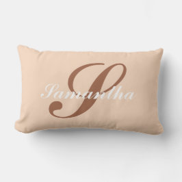 Personalisierter moderner rosa und brauner Monogra Lendenkissen