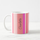 Personalisierter, moderner rosafarbener Streifen Kaffeetasse (Links)
