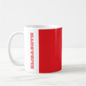Personalisierter, moderner roter Blockname Kaffeetasse (Links)