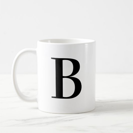 Personalisierter moderner schwarzer Monogramm-Buch Kaffeetasse (Links)